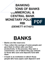 Banking Functions of Banks Commercial & Central Bank Monetary Policy of RBI