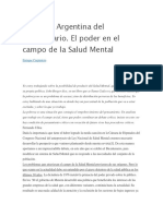 Argentina Del Bicentenario. El Poder en El Campo de La Salud Mental