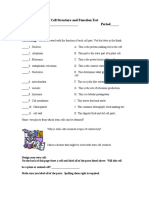 Cell Structure and Function Test Name - Period - Date - Matching