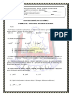 Química - Lista de Exercícios - Isótopos, Isóbaros e Isótonos.