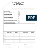 R-13 Tool Box Training Sheet