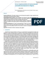 Community Perception On Implementation of Environmental Taxation For Sustainable Development in Nigeria