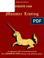 Labyrinth Lord Monster Listing PDF