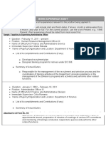 PDS-Work Experience Sheet