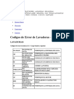 Codigos de Error de Lavadoras