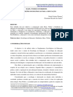 Contribuições para Educação - Marx, Weber e Durkheim