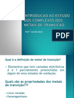 Aula 01 - Complexos de Metais de Transição