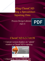 Installing Chemcad Building A Spreadsheet Inputting Data: Process Design Laboratory Fall 15