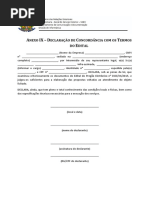 Anexo 9 - Declaração de Concordância Com Os Termos Do Edital