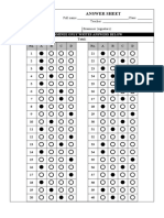 Answer Sheet: The Examinee Only Writes Answers Below