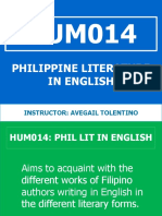 Philippine Literature in English: Instructor: Avegail Tolentino