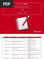 Tabla Simce Lenguaje II Medio 2016