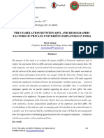 The Co-Relation Between QWL and Demographic Factors of Private University Employees in India