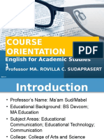 Course Orientation: ENG021 English For Academic Studies 1