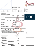 Easydrive Customer Subscription Form: Please Answer in Print