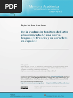 De La Evolución Fonética Del Latín Al Nacimiento de Una Nueva Lengua, El Francés y Su Correlato en Español PDF