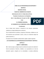 Ley de Defensa de Los Profesionales en Nutrición y Dietética ECUADOR