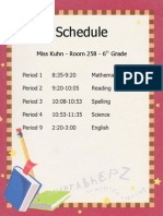 Schedule: Miss Kuhn - Room 258 - 6 Grade