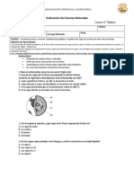 Evaluación de Ciencias Naturales 4 Básico