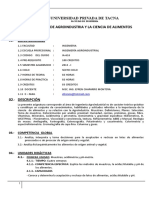 Syllabus Ingenieria Agroindustrial y Ciencia de Alimentos