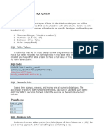 Numbers:: SQL Quries SQL - Data Types