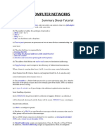 Computer Networks: Summary Sheet-Tutorial