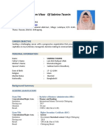 Curriculum Vitae of Sabrina Tasmin - IIUC - Finance and Banking