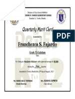 Quarterly Merit Card: Franchezca S. Fajardo