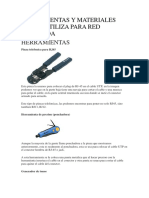 Herramientas y Materiales Que Se Utiliza para Red Cableada