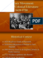 Literary Movement Puritan Colonial Literature 1620-1750