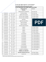 Jurists Bar Review Center: Schedule of Pre-Bar Lectures and Activities