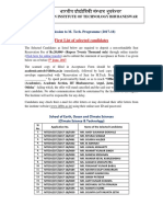 List of First Selection and Waiting List Candidates For Climate Science and Technology