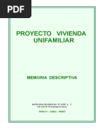 Proyecto Vivienda Unifamiliar Memoria de Surco - Velasquez