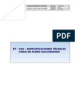 Especificaciones Técnicas de Cable de Acero Galvanizado