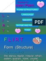 Unseen Poem F L I R T: Form (Structure) Language Imagery Rhyme and Rhythm Tone