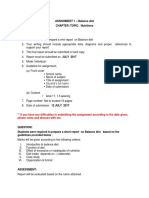 Assignment 1 - Balance Diet CHAPTER /TOPIC: Nutritions