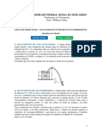 Lista de Exercícios - Escoamento Incompressível e Invíscido