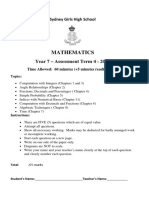 2015 Sydney Girls Year 7 Common Assessment