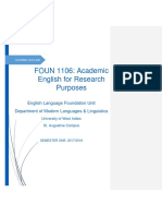 Foun 1106 Course Outline Semester 1 2017 - 2018