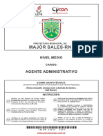 Prova de Agente Administrativo - Nível: Ensino Medio - Pref. Municipal de Major Sales