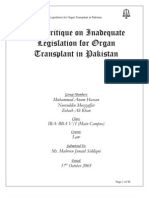 The Critique On Inadequate Legislation For Organ Transplant in Pakistan