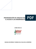 Programacion de Lenguaje Musical para El Acceso A Las Ensenanzas Regladas 15-16