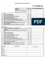 Location: Split A/C No.: Monthly PM Check List For SPLIT A/C's