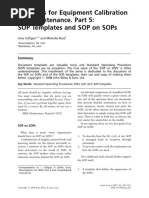 GLP Sops For Equipment Calibration and Maintenance. Part 5: Sop Templates and Sop On Sops