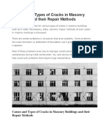 Causes and Types of Cracks in Masonry Buildings and Their Repair Methods