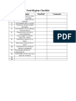 Food Hygiene Checklist: S.No Description Pass/Fail Comments