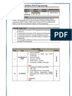 Syllabus Web Programming: Subject Code Name of Subject Credit Hours Credit Hours Prerequisite