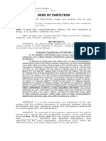 Sample Deed of Partition