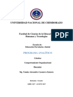 Programa Analitico Comportamiento Organizacional Parvularia