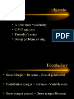 Agenda:: A Little More Vocabulary C-V-P Analysis Thursday's Class Group Problem Solving